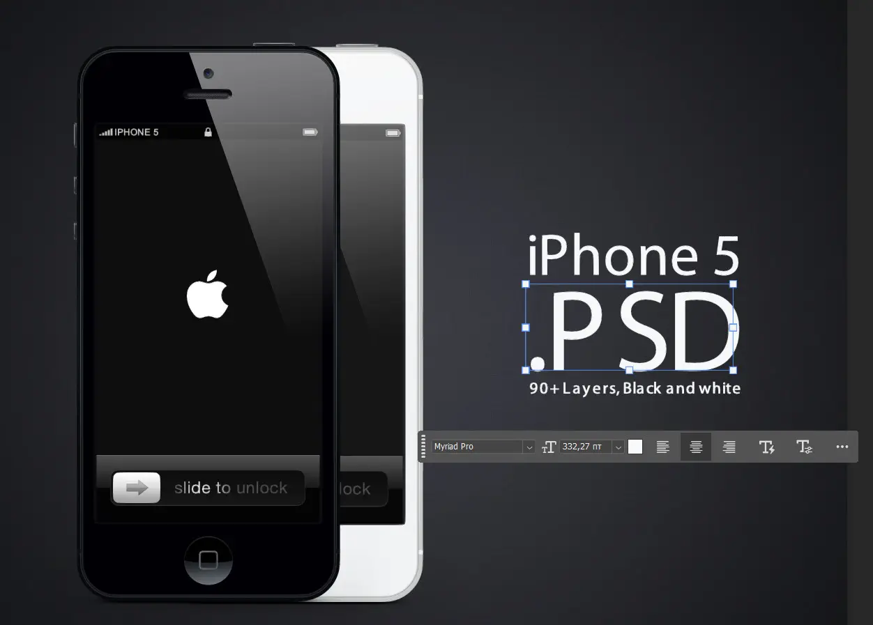 iPhone 5 PSD исходник белого и черного цвета